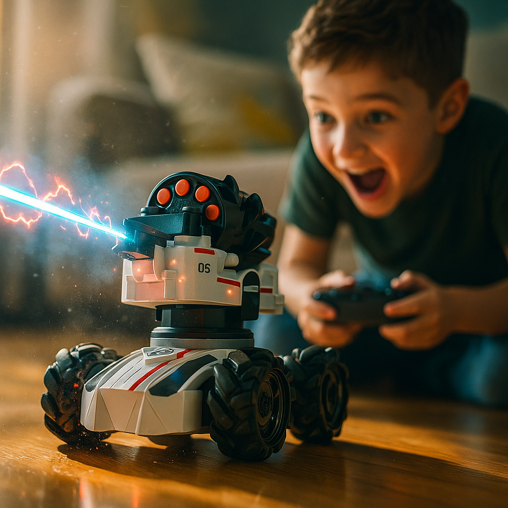 2.4G RC Tank Car with 3 Interchangeable Turrets, Drift Wheels & Bubble Function