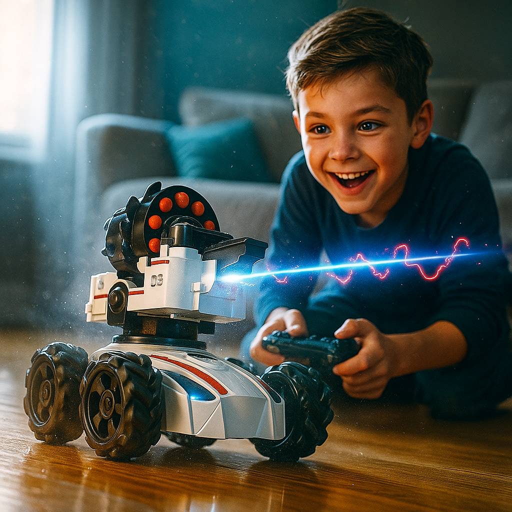 2.4G RC Tank Car with 3 Interchangeable Turrets, Drift Wheels & Bubble Function