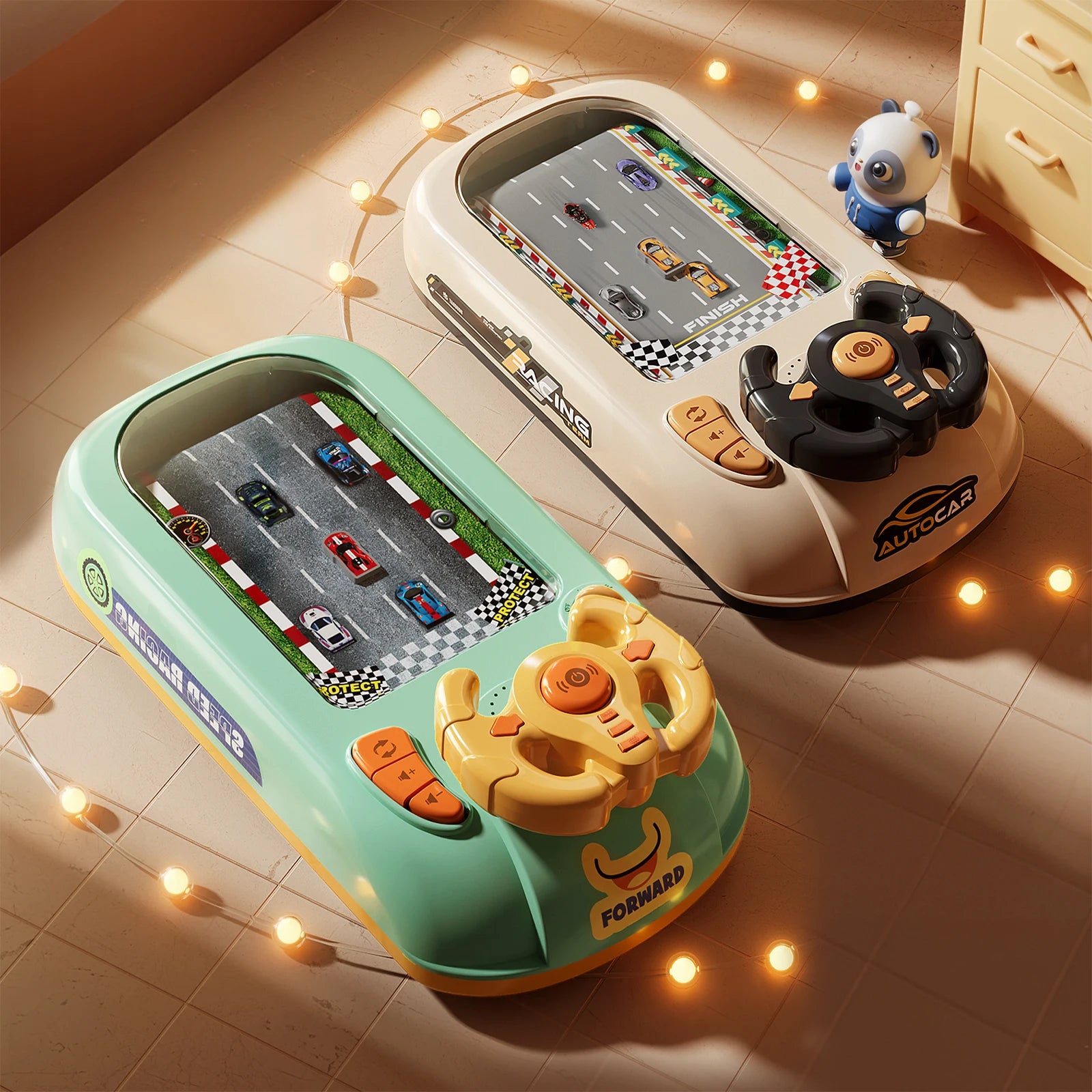 Children’s Steering Wheel Racing Simulator with Obstacle Avoidance Game