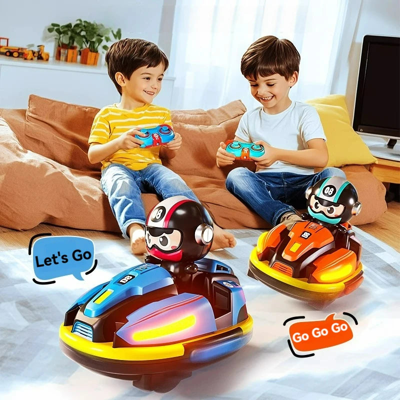 RC Battle Bumper Car with Catapult Robot, Lights & Music for Kids
