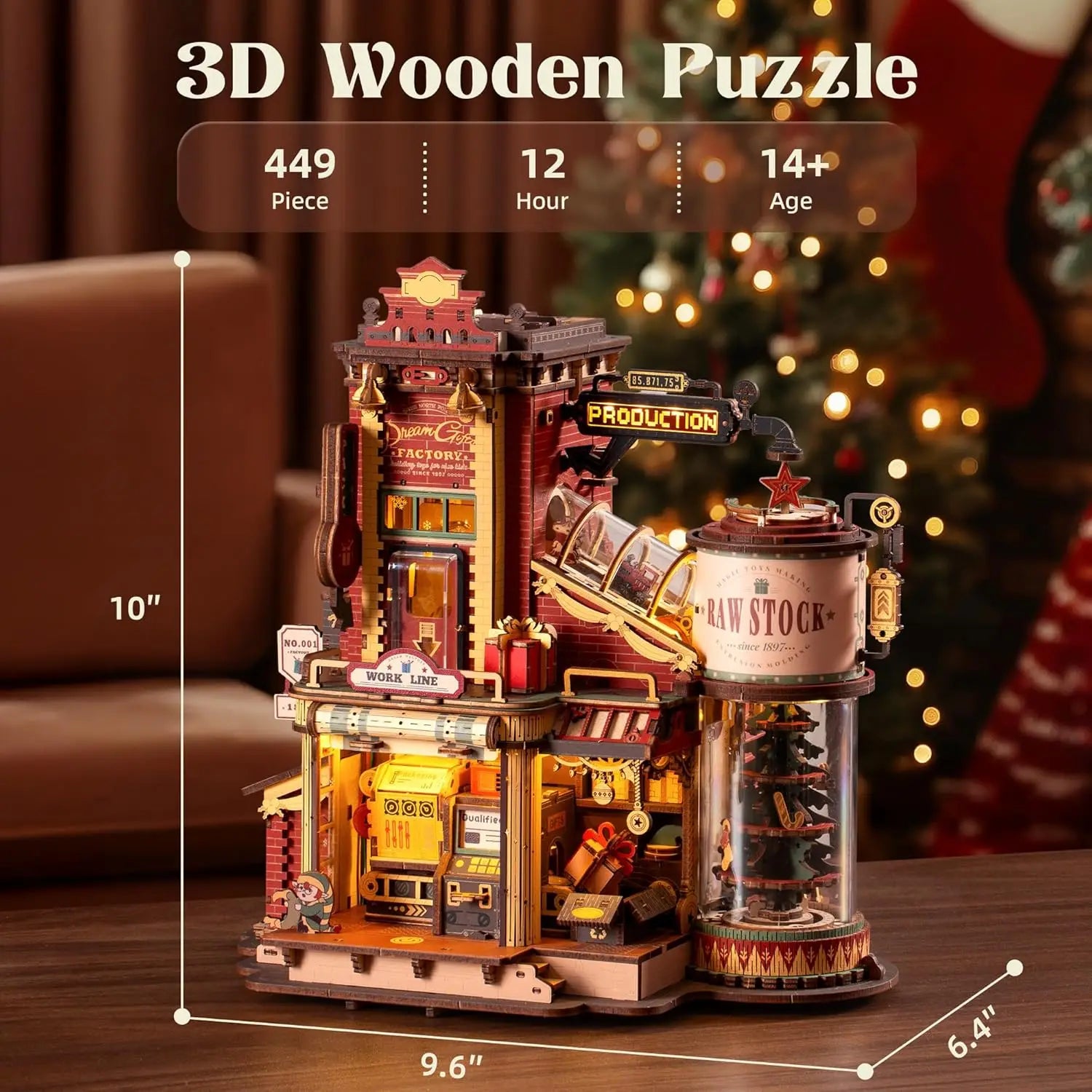 Robotime ROKR Christmas Dream Gift Factory 3D Wooden Music Box Puzzle