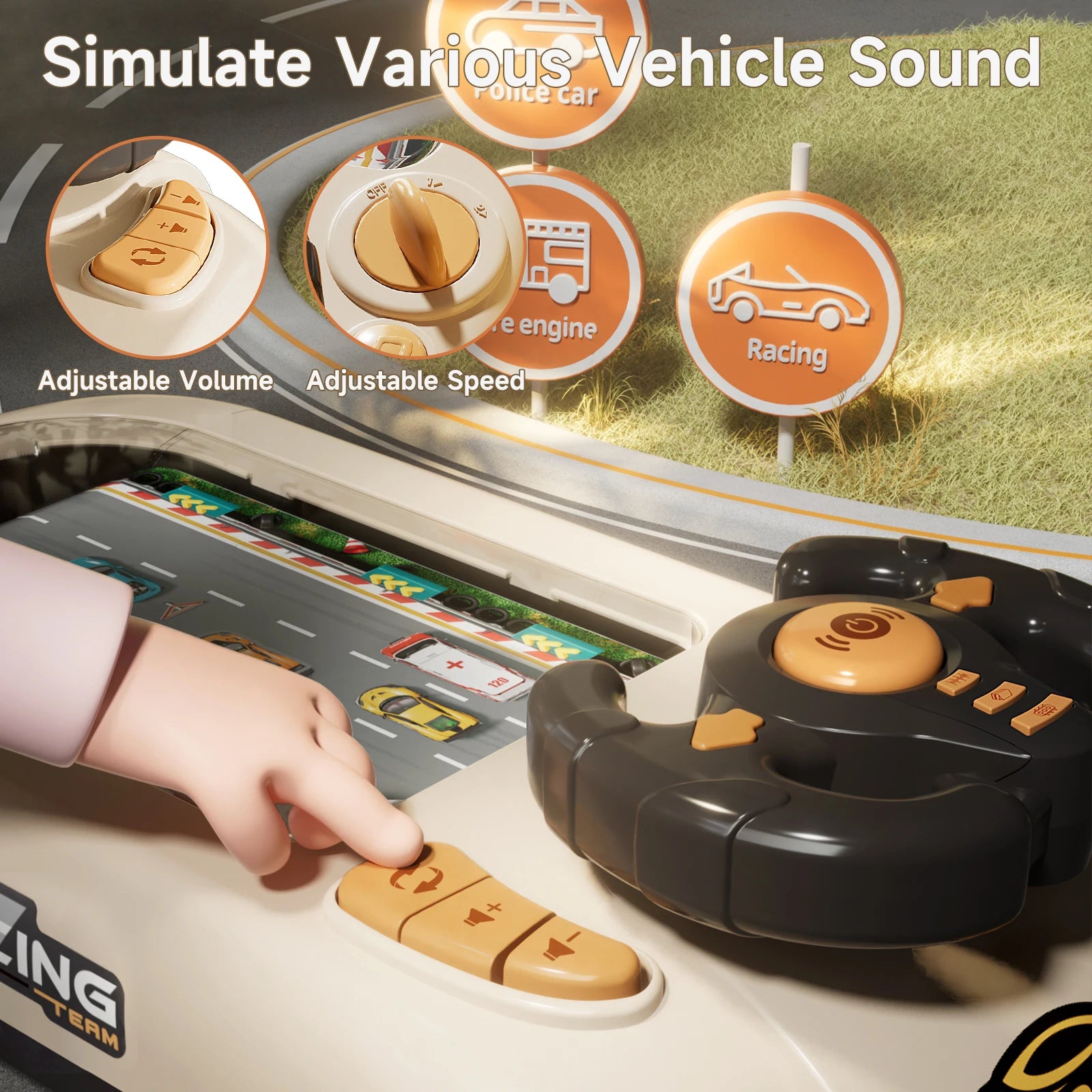 Children’s Steering Wheel Racing Simulator with Obstacle Avoidance Game