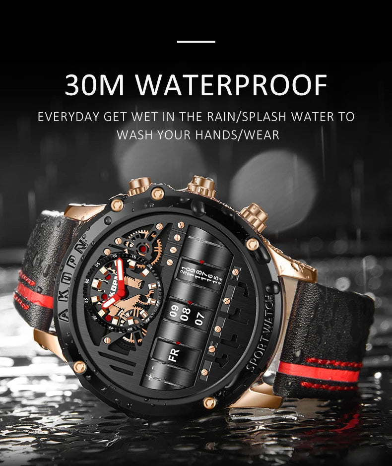 Stainless Casual Watch Rotate Date Leather