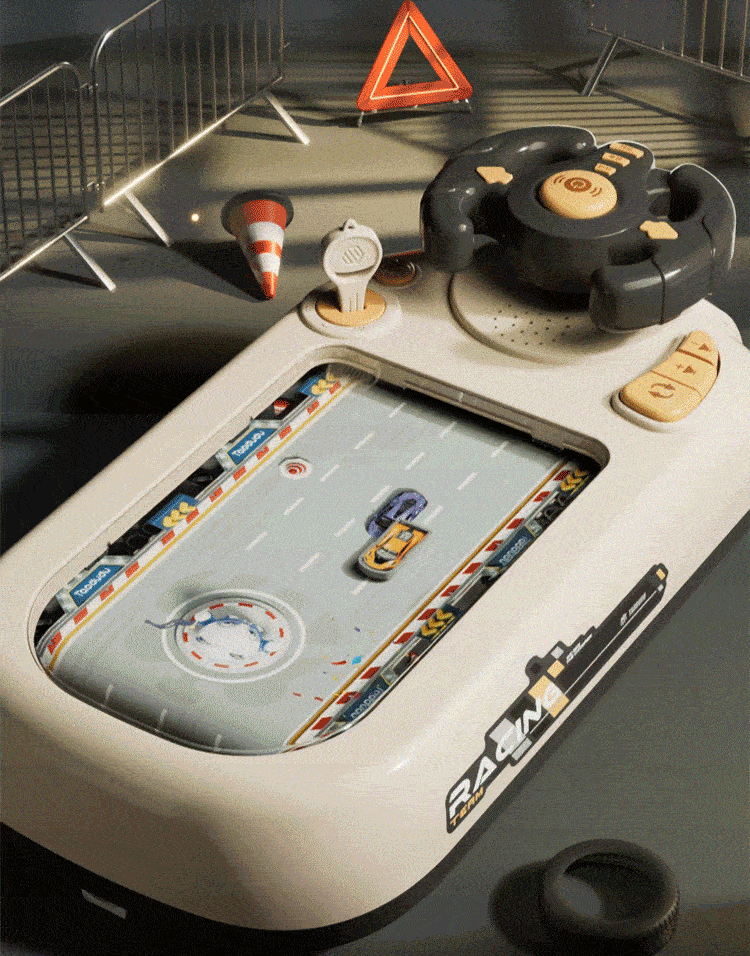 Children’s Steering Wheel Racing Simulator with Obstacle Avoidance Game