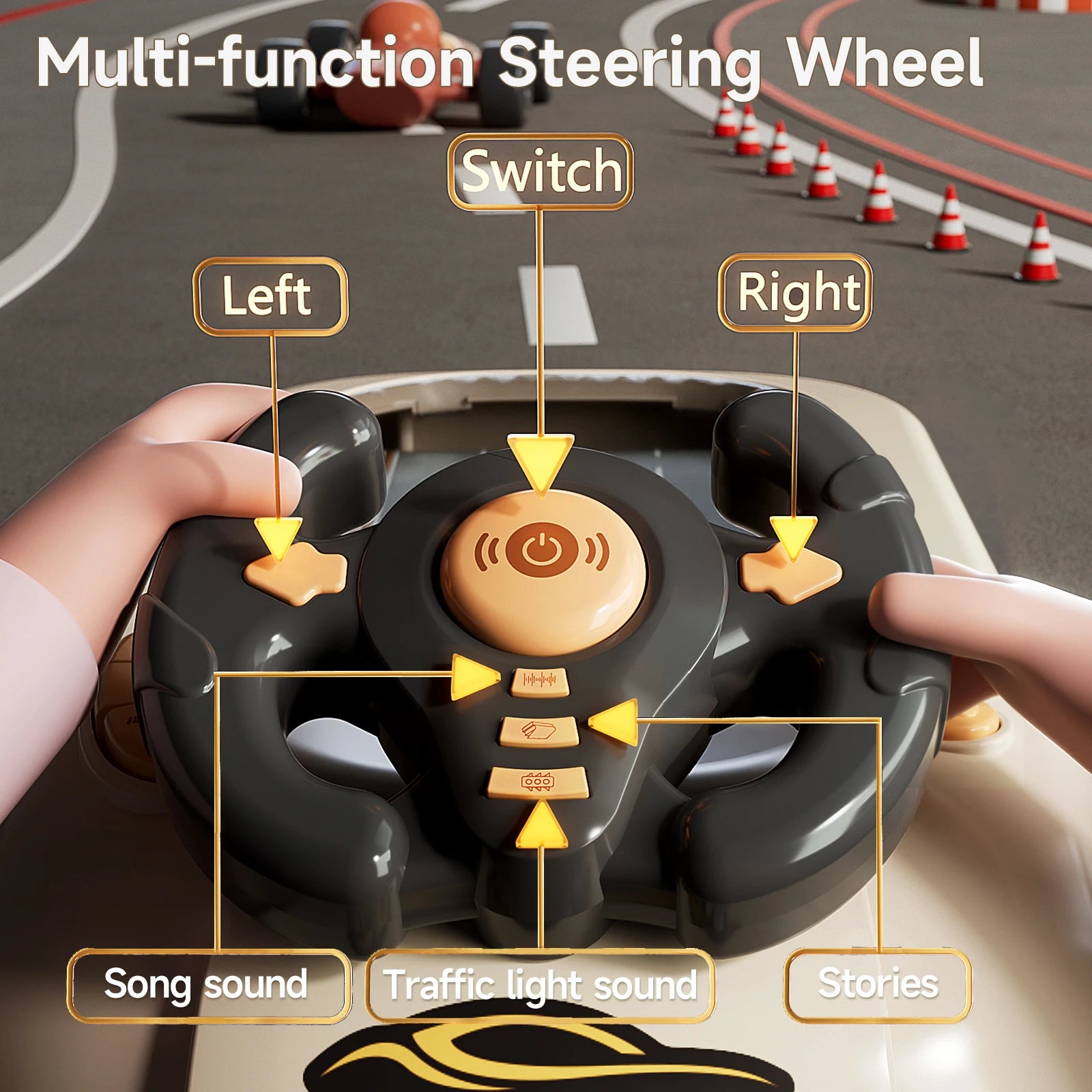 Children’s Steering Wheel Racing Simulator with Obstacle Avoidance Game